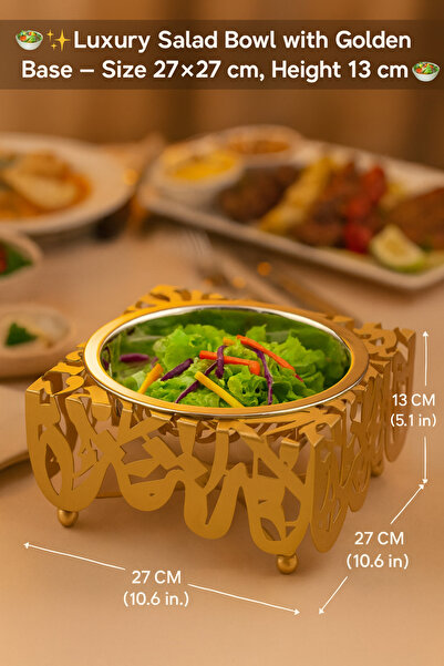 DIVA LADY 🥗✨ Luxurious salad bowl with a gilt base — measuring 27 x 27 cm and 13 cm high ✨🥗
