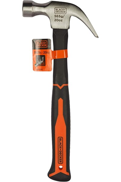 Generic BLACK+DECKER 20oz (560g) Bimaterial Fiberglass Handle Claw Hammer, Orange/Black - BDHT51397