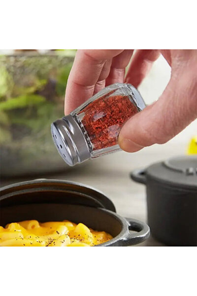 safestore Round Lid Glass 2-Piece Salt Shaker 20ml Mini Single Salt Shaker-Pepper Shaker Set