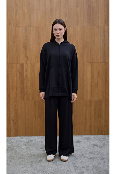 Birgül Bektaş Black Cozy Hooded Detailed Cardigan