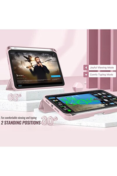 HYX iPad Mini 7/6 Case 8.3-inch with Pencil Holder, Soft TPU, Auto Sleep/Wake - Pink