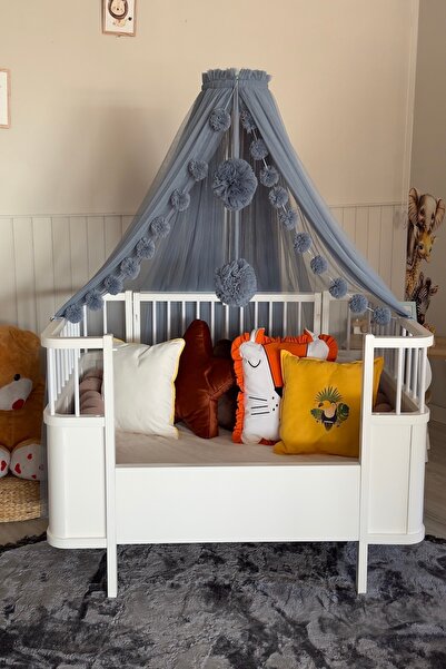 Pastelya İndigo Bebek Beşik Cibinliği Yumuşak Pürüzsüz Tül Sineklik Aparatlı ...