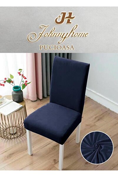 Inovius Set of 6 Elastic Chair Covers, Cotton, Navy Blue - SIPRHSC-10