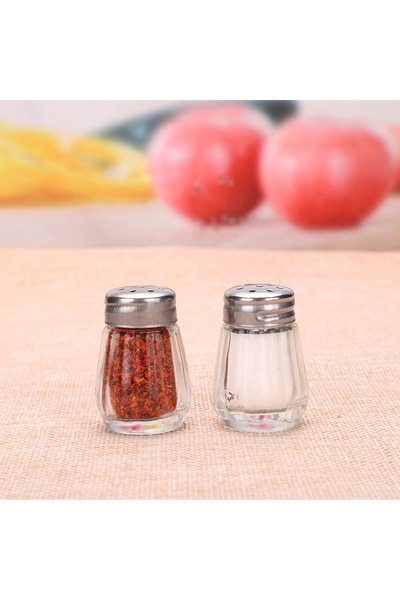 safestore Round Lid Glass 2-Piece Salt Shaker 20ml Mini Single Salt Shaker-Pepper Shaker Set