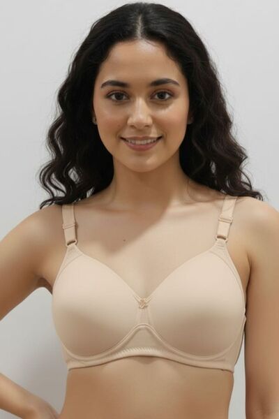 enmodaiçgiyim Skin Color Wire-Free Non-Padded Sponge Bra Wire-Free T-Shirt Bra - No Trace