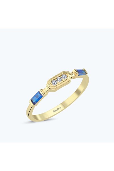 Altınbaş Lacivert Taşlı Altın Yüzük