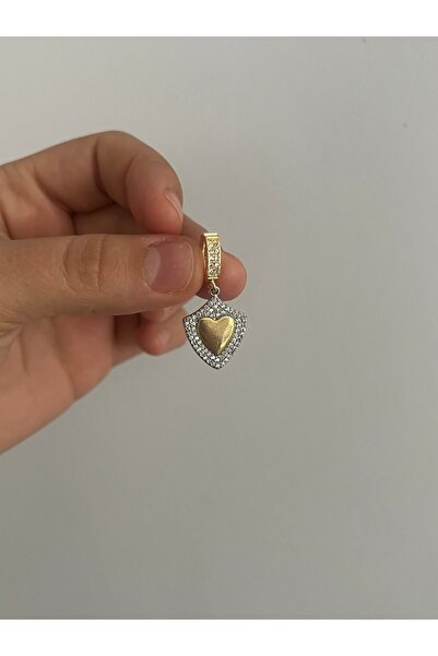 BusradanDesign Çelik Zirkon Taşlı Kalp Charm Uç