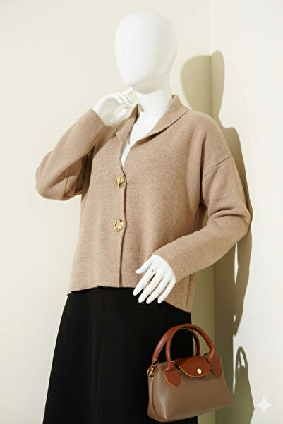 MissPul Gold Buttoned Short Knitwear Cardigan