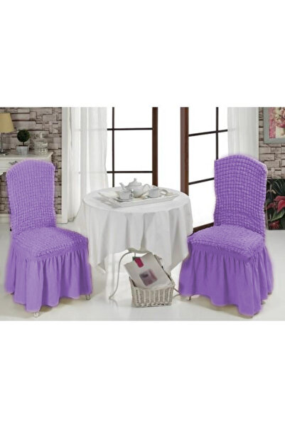 Inovius Set 6 huse scaune cu volane din bumbac elasticizat -