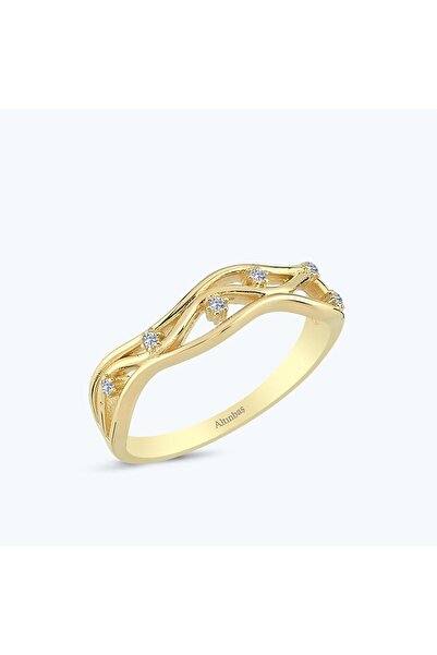 Altınbaş Altın Taşlı Dalgalı Yüzük