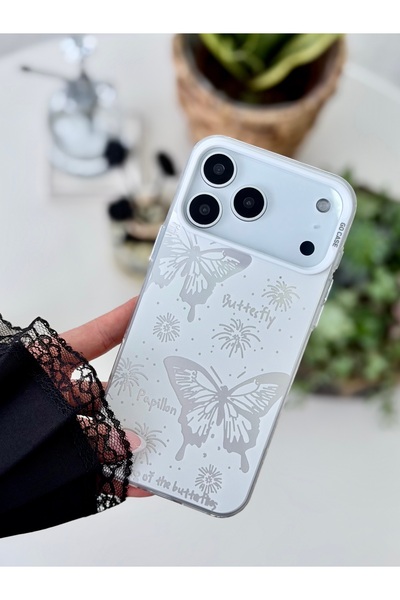 Go Aksesuar iPhone 17 Promax Compatible Non-Fingerprint Printing Patterned Metallic Electro Silicone Case
