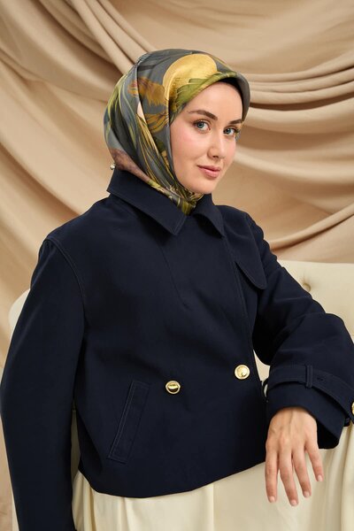 Silk Home Green Floral Pattern Tivil Woven Pure Silk Scarf-Kvs0890