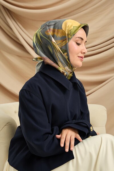 Silk Home Green Floral Pattern Tivil Woven Pure Silk Scarf-Kvs0890