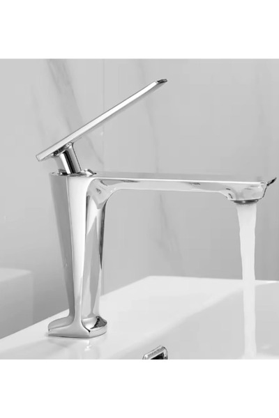 Fualora صنبور حوض بتصميم فاخر باللون الفضي