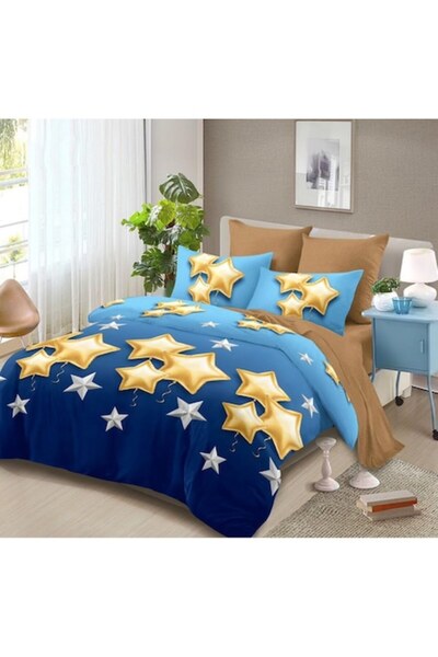 MHR Double bed linen, fine cotton, 6 pieces, Multicolor