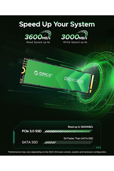 Orico 1TB M.2 NVMe SSD (PCIe Gen3x4, 2280) - Up to 3600MB/s - D10