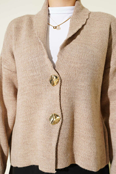 MissPul Gold Buttoned Short Knitwear Cardigan
