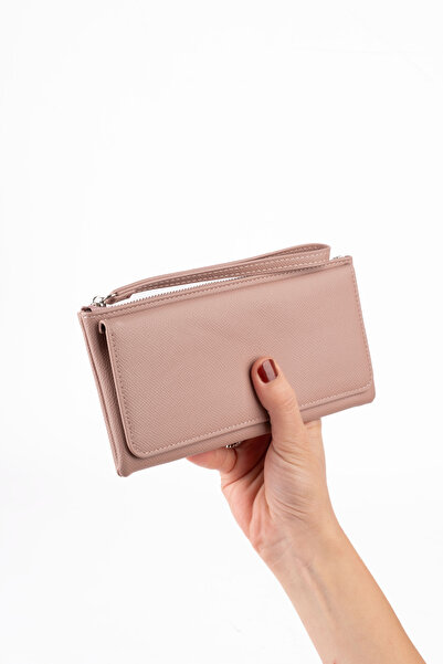 saraci leather craft Women's Vegan Faux Imported Leather Wristlet Wallet – Zippered & Card Holder Portfolio Stylish Long Wallet