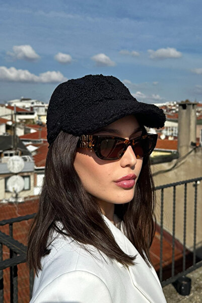 Mollycrush Women's Teddy Textured Winter Women's Visor Hat – Soft Lamb Fur Look Model