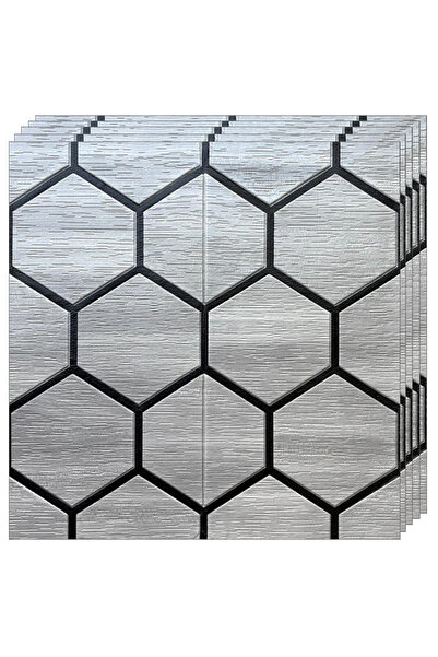 Teno Set of 30x 3D Teno® Wallpaper, Hexagon Pattern, coverage area 14.7 sq m, self-adhesive, 70x70 cm, gray