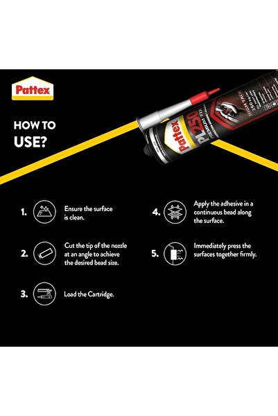 Pattex Premium Fix Mounting Adhesive, Heavy Duty, Flexible & Strong, White, Paste, Construction Adhe