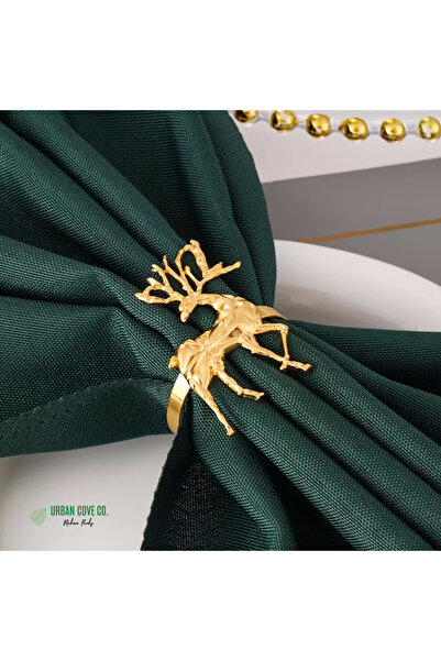 UrbanCove Co Set of 4 Gold Colored Geometric Deer Napkin Rings
