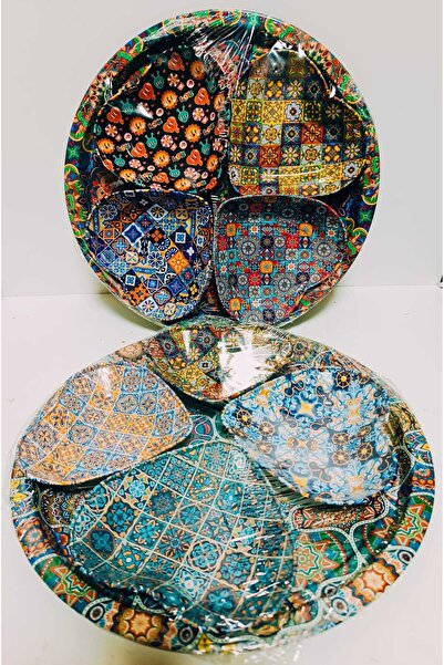 OSO HOME Authentic Chinese Patterned Heart-Shaped 4-Piece Snack Bowl, Breakfast and Treat Metal Presentation Serving Set