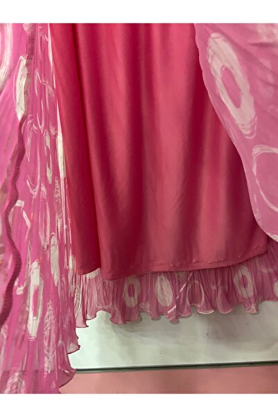 edu collection Patterned Chiffon Bohe Bell Skirt with Lining