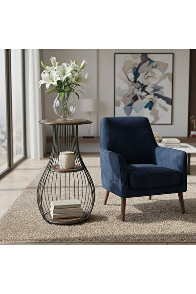 Lorena Home Decor 3 Katlı Ferforje Sehpa