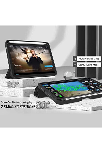 HYX iPad Mini 7 (A17 Pro)/6 (8.3") Case with Pencil Holder, Soft TPU Back, Auto Sleep/Wake, Black