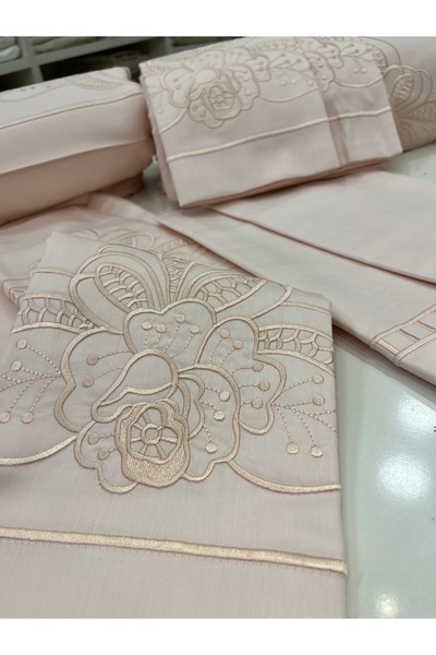 incisecrethome 100% Cotton Satin Embroidered Duvet Cover Set - Double Size // 6 Pieces / King Size - Set, Luxury