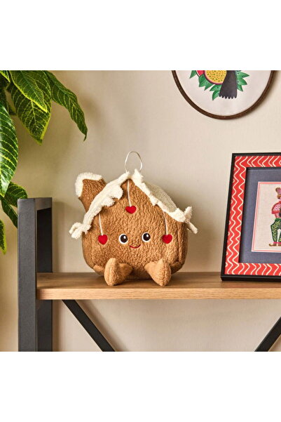 Evidea Soft Heart House Figure Pillow - Brown - 19X22 cm