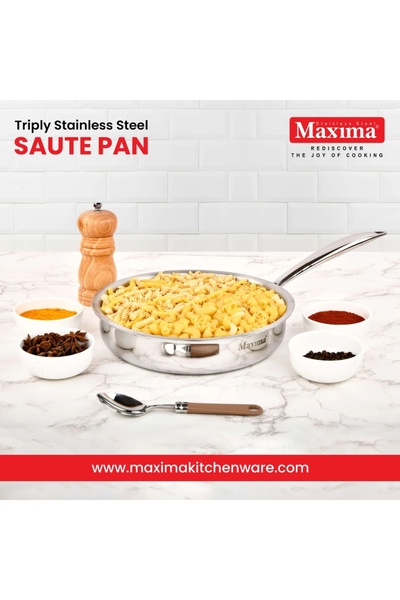 Maxima Maxima Steel Indian Pan, Rust-Resistant, with a 3-Layer Non-Stick Base, 22cm