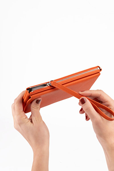 saraci leather craft Women's Vegan Faux Imported Leather Wristlet Wallet – Zippered & Card Holder Portfolio Stylish Long Wallet