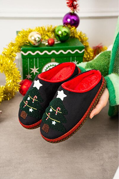 LUFFO Christmas Pine Tree Embroidered Cute Soft Gift Daily Special Christmas Slippers