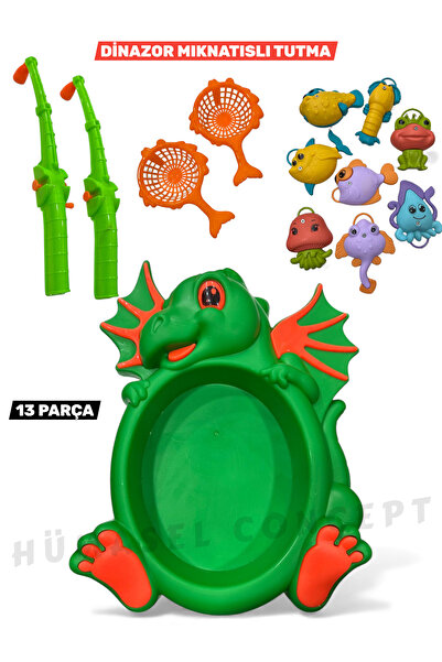 YILDIRIM OYUNCAK 2 Oltalı Mıknatıslı Aksesuarlı Banyo Havuz Oyuncağı Dinazorl...