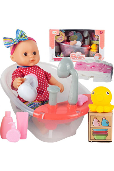 MalPlay Set Papusa bebelus cu cadita si accesorii de imbaiere incluse