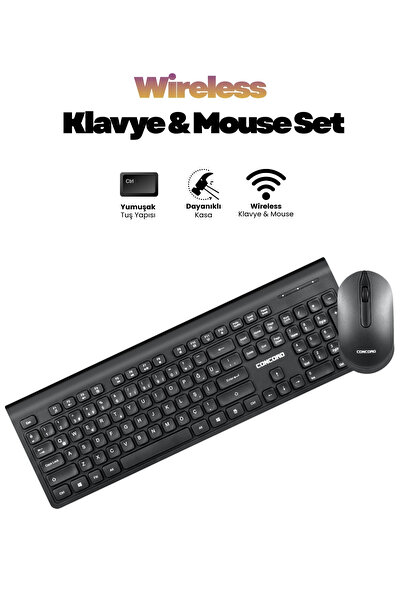 Concord Kablosuz Multimedya Türkçe Q Klavye Mouse Seti