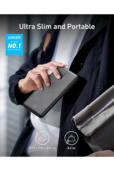 Generic Anker PowerCore 10000 Power Bank (10,000mAh) - Compact Portable Charger, PowerIQ, USB-C, Black