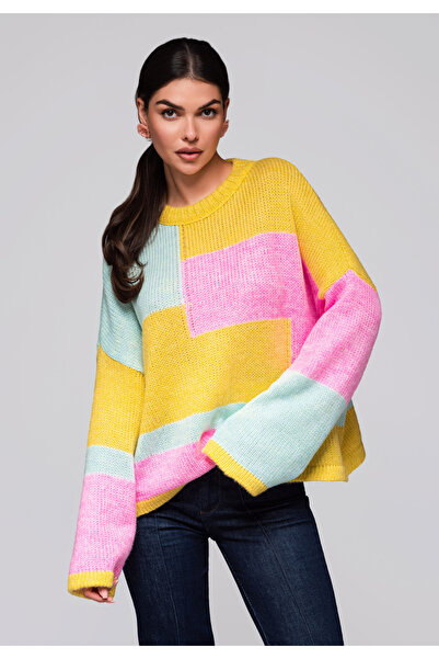 Larica by Ombre Women's Sweater LW-SWSW-0108 - yellow/mint
