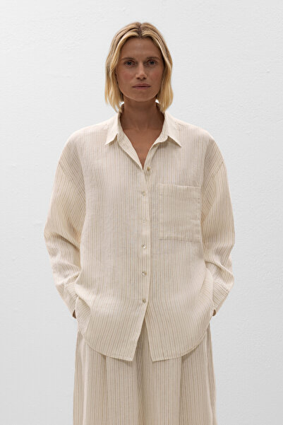 Oysho Striped 100% linen relaxed shirt