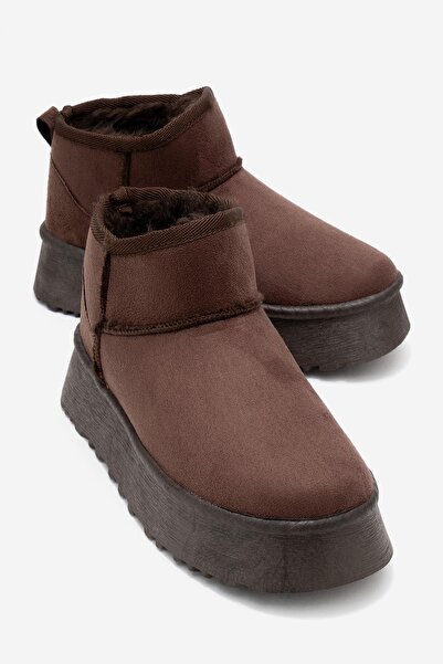 CCWAY AYAKKABI Yüksek Tabanlı Mini Bot KAHVE