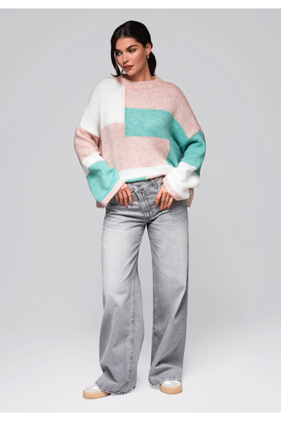 Larica by Ombre Women's Sweater LW-SWSW-0108 - pink/cream