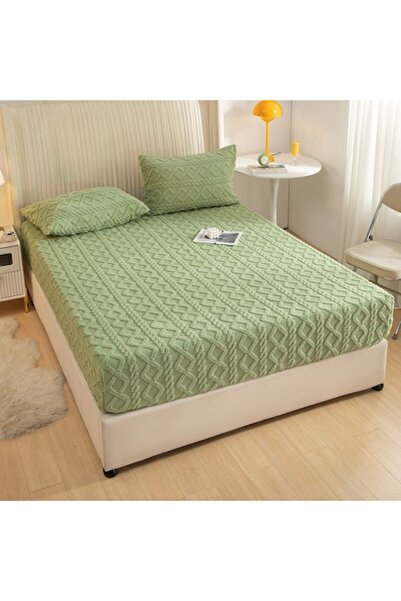 MHR Cocolino bed cover and 2 pillowcases, Knit, Solid, 3-piece, Double, 180x200cm, Green