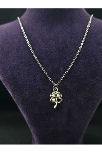 sarıyer silver Four-Leaf Clover Model Symbol of Luck Love Heart Detail Embroi...