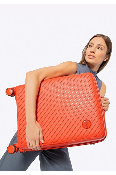 Wittchen Men's Small Suitcase made of Polypropylene with Embossed Stripes, Orange