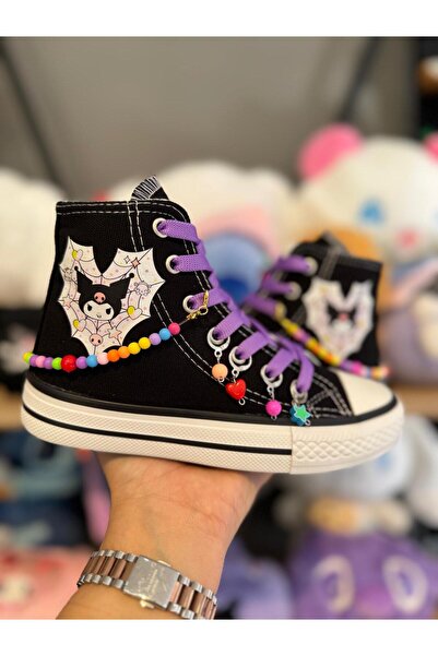 MECH BUTİK Pantofi sport Kulomi Spider Web cu imprimeu negru, mov, cu șiretur...