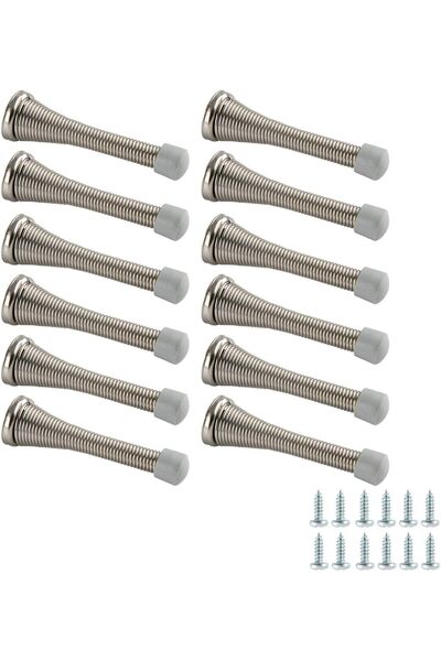 Amazon basics سدادة باب زنبركية، نيكل مصقول، عبوة من 12 قطعة