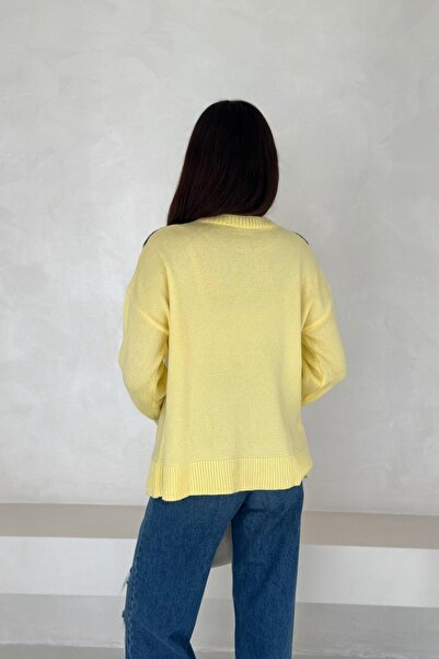 Noi Belis Crew Neck Diamond Pattern Knit Sweater Aw25Kz0079