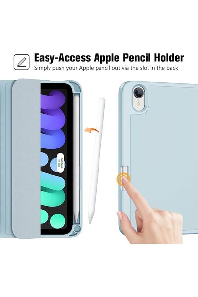 HYX Case for iPad Mini 8.3" (A17 Pro 2024 / Mini 6) Case with Pencil Holder - Skyblue